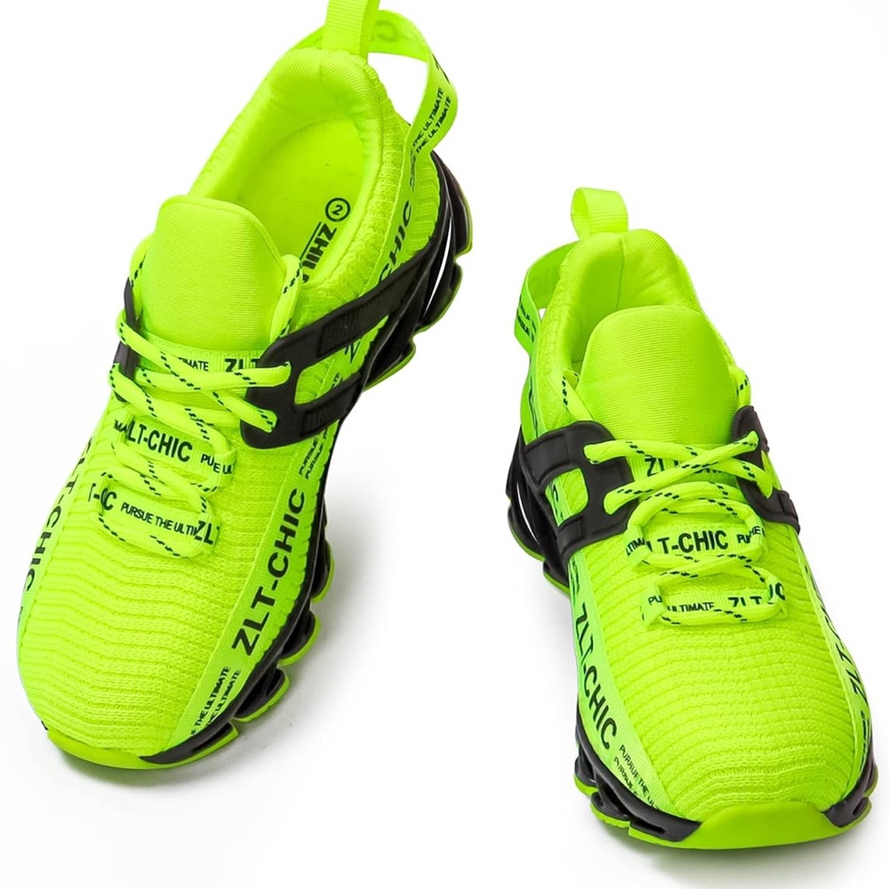 Boys Running  Lightweight Lace up Sneakers highlight yellow size 1 little kid